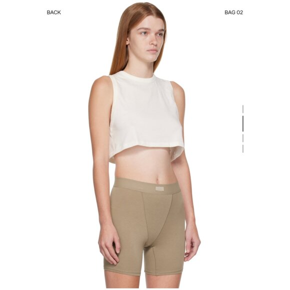 NWOT SKIMS Off-White SKIMS Boyfriend Sleep Crop Tank Top, Size: Small - Picture 2 of 7